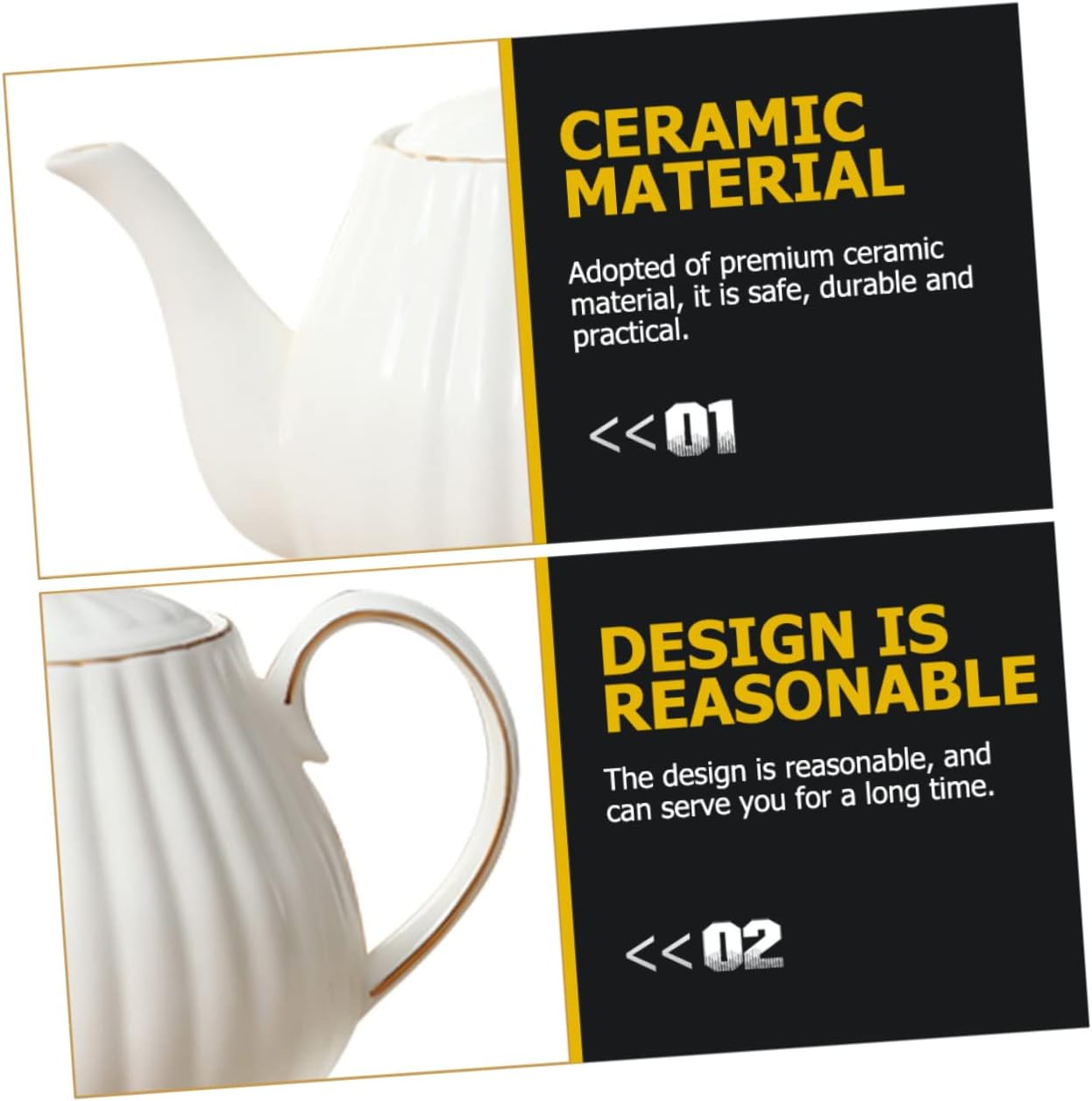 Cabilock 2pcs Afternoon Tea Tool Ceramic Teapot Elegant White Coffee Holder for Coffee Bar Stovetop Safe Design Fine Workmanship for Home and Tea Parties