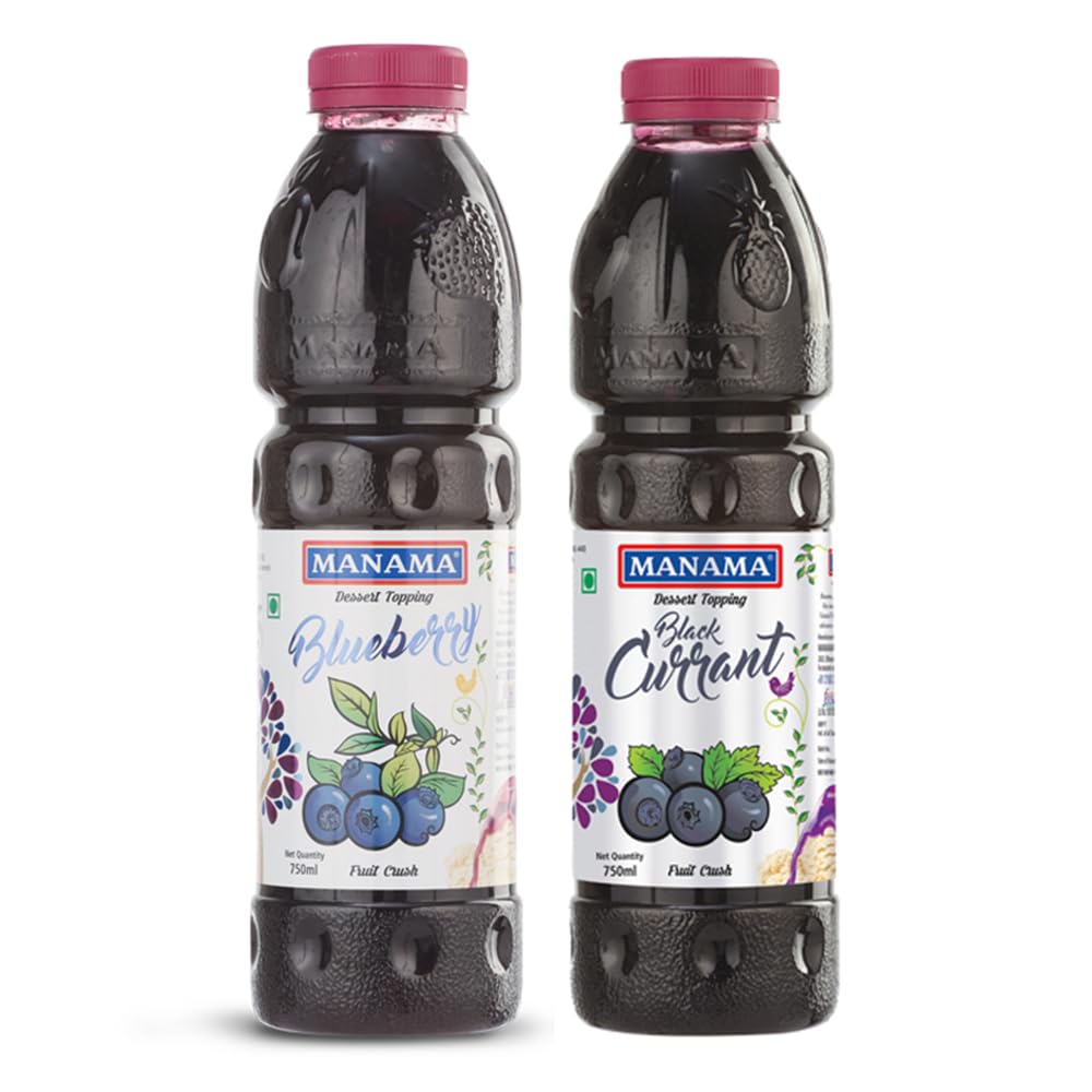 Manama Blueberry Crush and Black Currant Crush | 750ML Each | Topping for Cakes, Pies and Shakes | Pack of 2-image-30