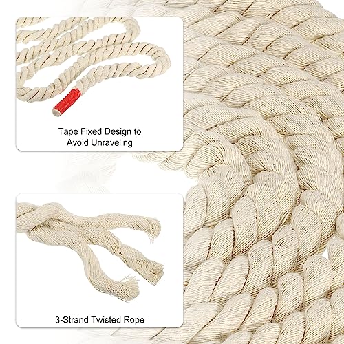 PATIKIL 3/4 Inch x 49 Feet Natural Twisted Cotton Rope, 3 Strand Tug of War Rope with Sealing Tape for Craft Railings Home Decor Beige - Image 3