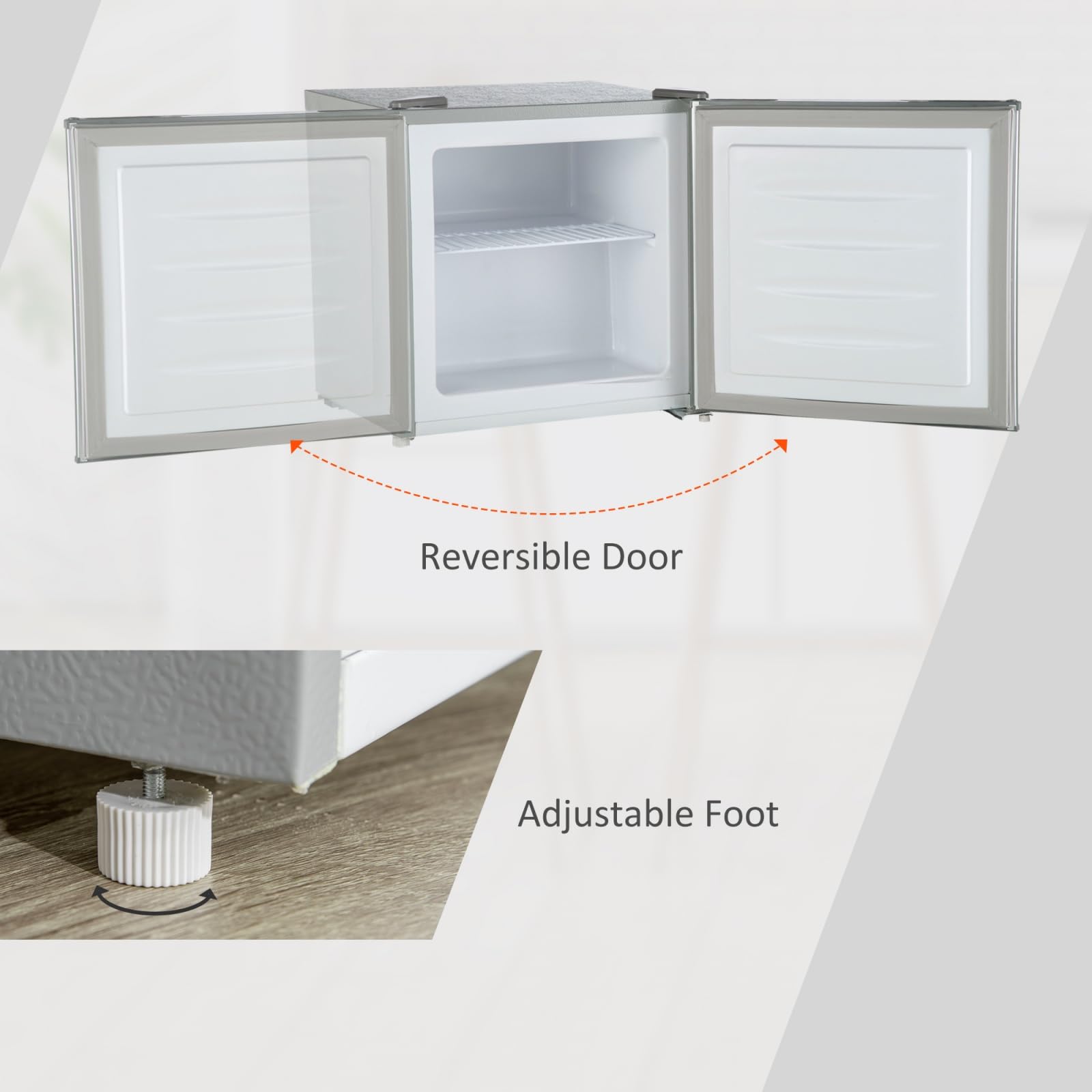 Mini Freezer Countertop, 1.1 Cu.Ft Compact Upright Freezer With Removable Shelves, Reversible Door For Home, Dorm, Apartment And Office, Gray on Fridge.com - View 3
