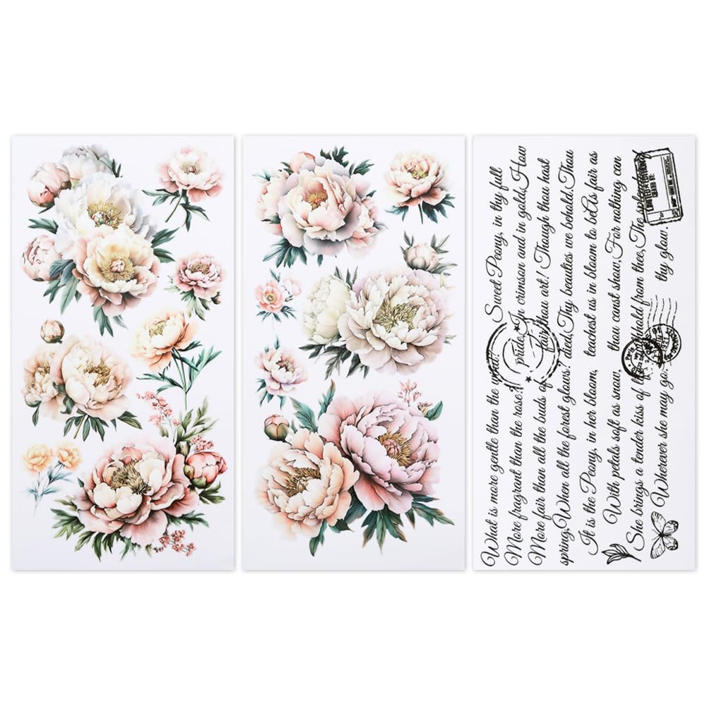 3 Feuilles D'autocollants Transfert Motifs Fleurs - Pour Décorer Meubles Et Objets - 15x30 Cm