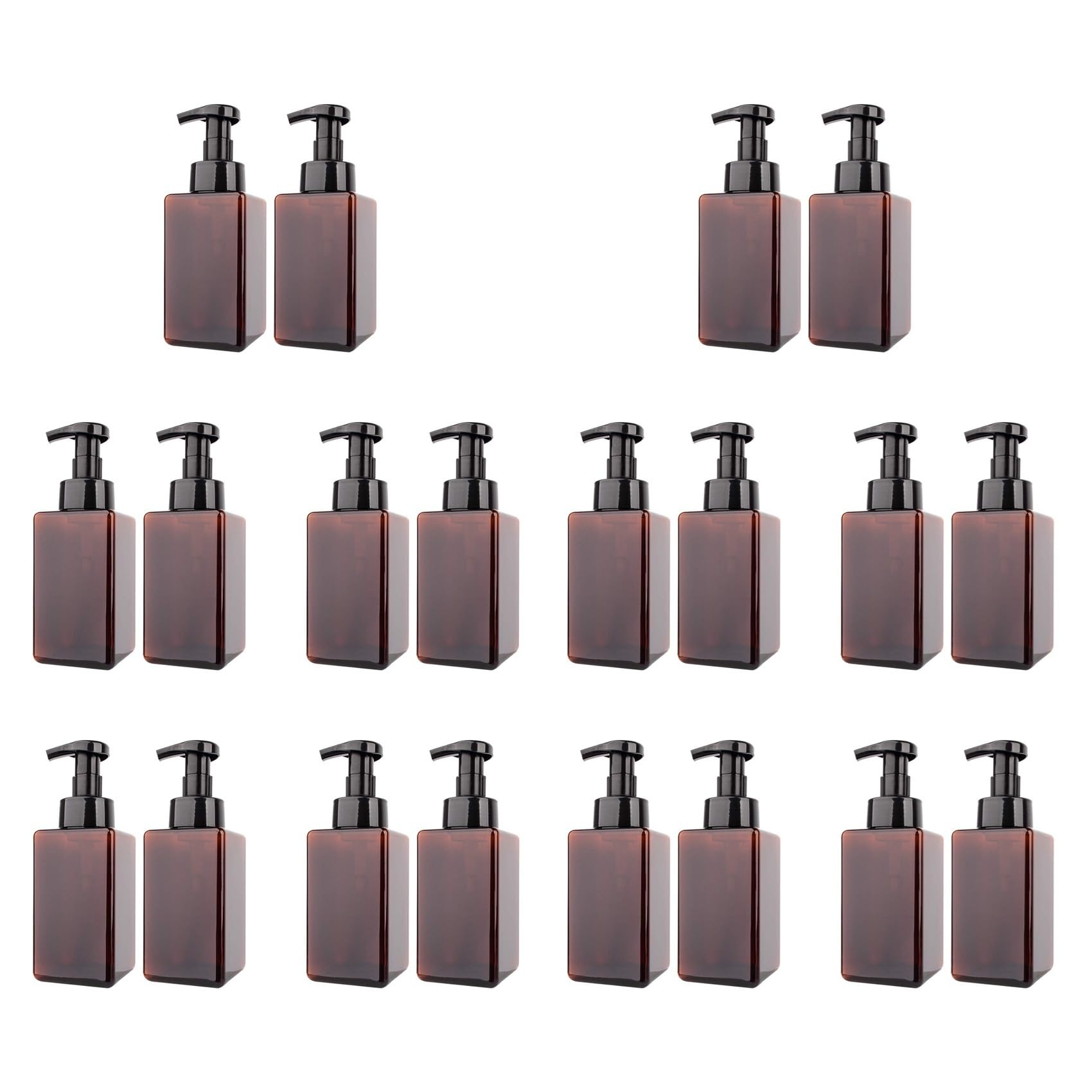 Hndhbfgrt 20 Pack Foaming Soap Dispenser 15Oz Refillable Foam Liquid Hand Soap Empty Plastic Pump Bottle Container - Brown 450Ml