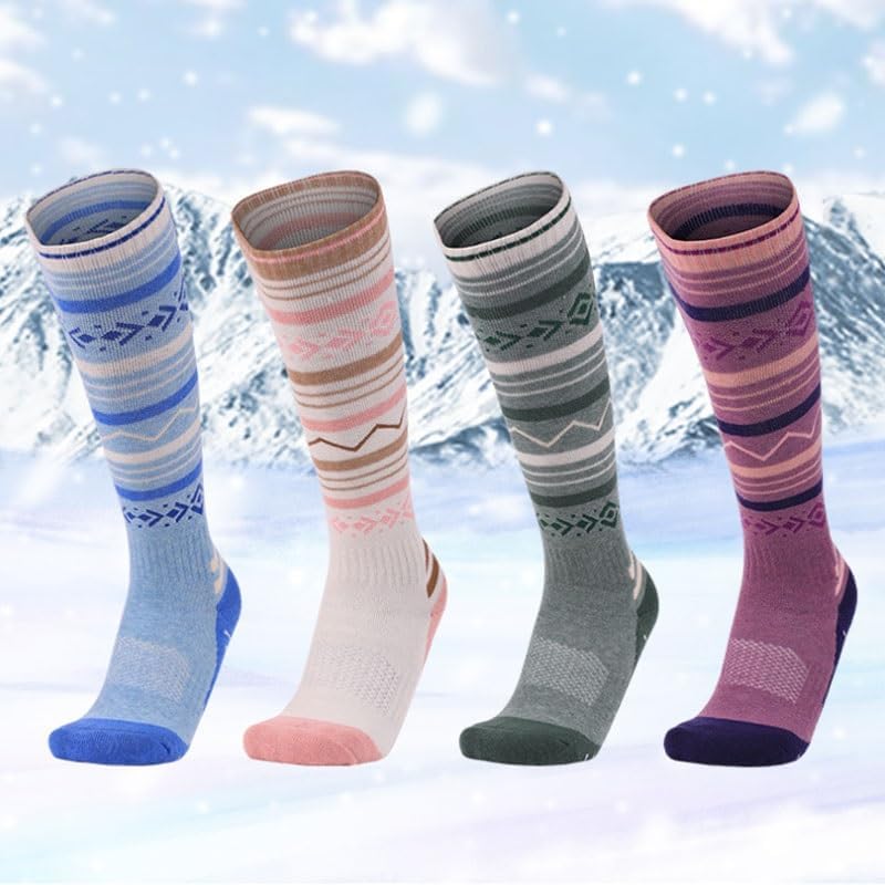 Men's Women's Wool Socks Long Tube Outdoor Thick Warm Sports for Circulation, Athletic Recovery & Travel(Color3)
