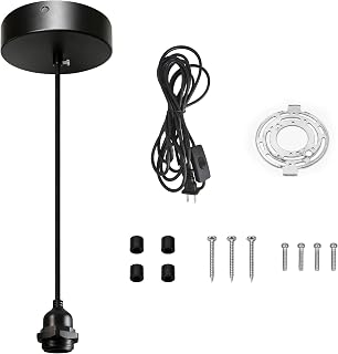Pendant Light Kit, E26 Hanging Lamp Cord,Bulb Not Included Black