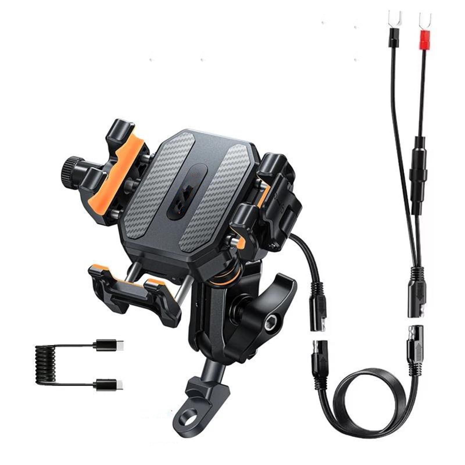 Soporte para Teléfono De Motocicleta Adecuado para Bicicleta Scooter | Soporte teléfono motocicleta, cargador inalámbrico 15W/USB C de 36W, carga rápida, antirrobo, a prueba golpes
