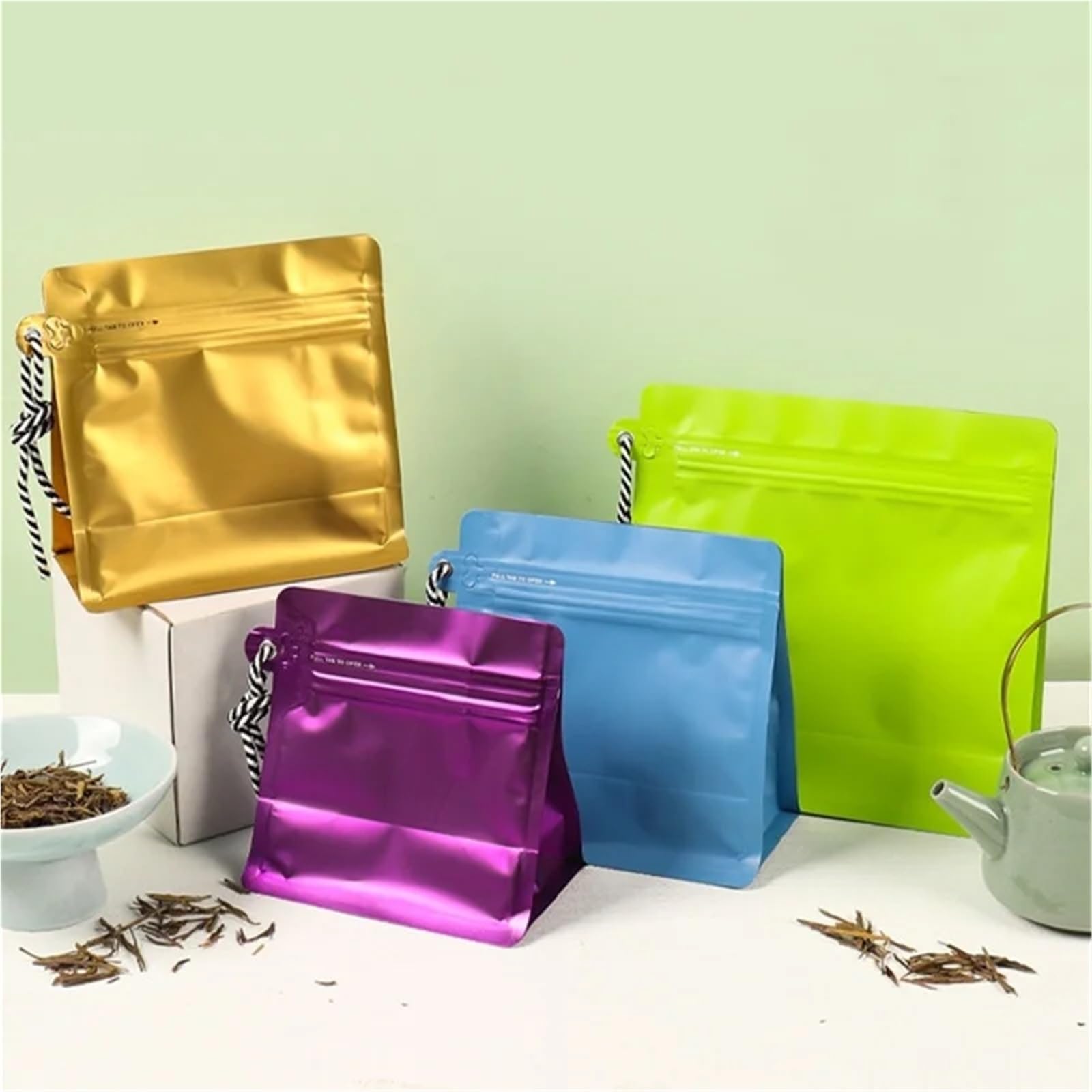 Torebki na kawę z zaworem 50 szt. Folia aluminiowa zamknięta ziarna kawy Herbata w proszku Żywność Przechowywanie orzechów Torebka wielokrotnego użytku 500g(Black(with valve),500g)