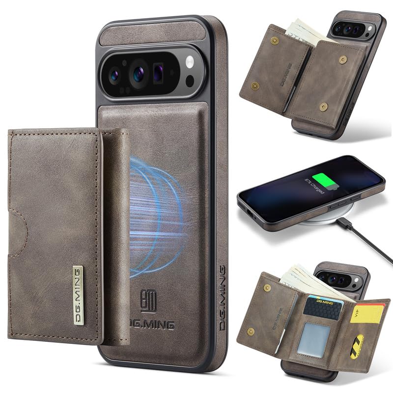 Coque portefeuille Google Pixel 9 Pro XL blindé RFID cuir amovible