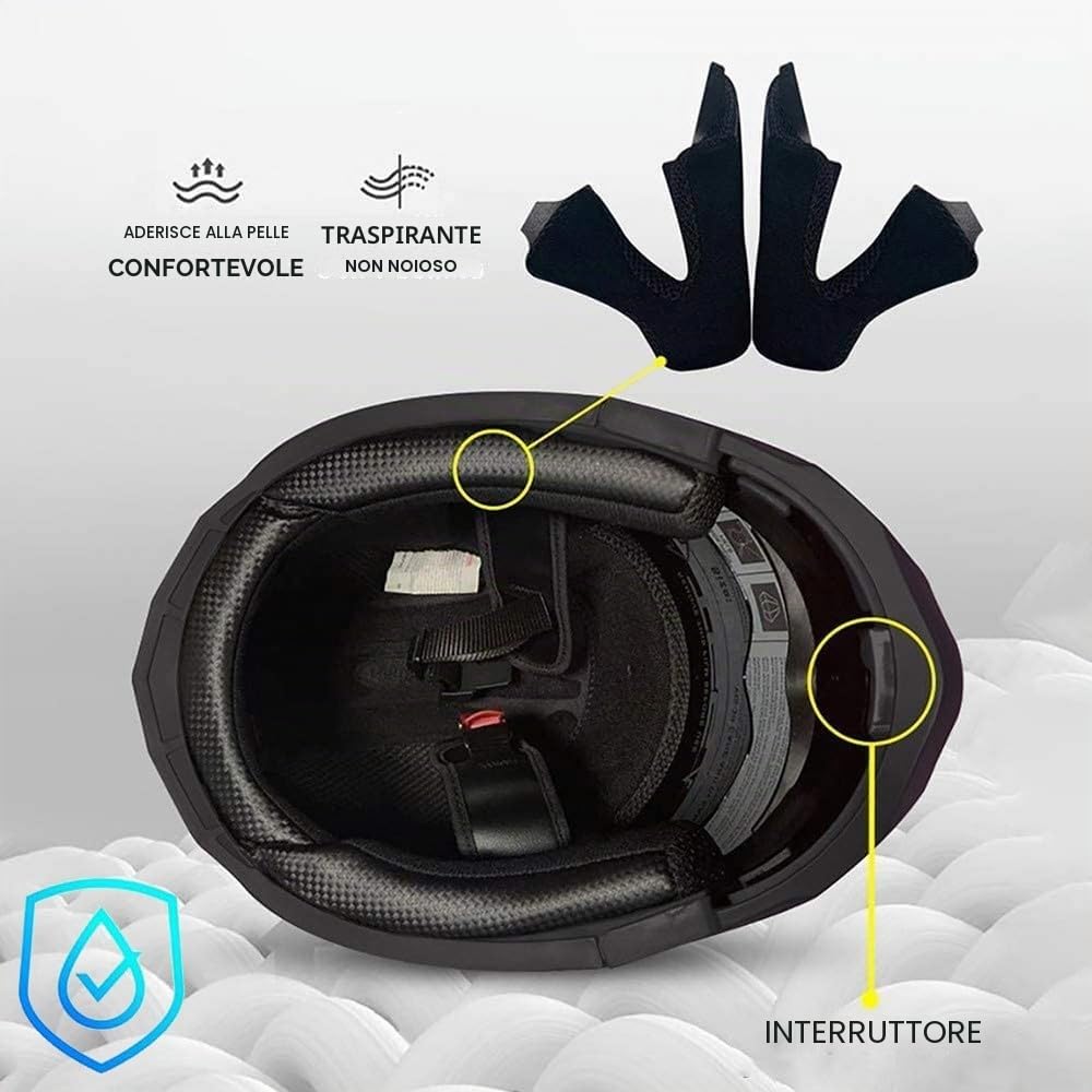 Casco da Moto Bluetooth, Casco Integrale con 2 Piloti Casco Bluetooth Intercom Omologato DOT/ECE, Leggero, con Doppia Visiera, Casco Modulare per Adulti Uomini Donne S~XL