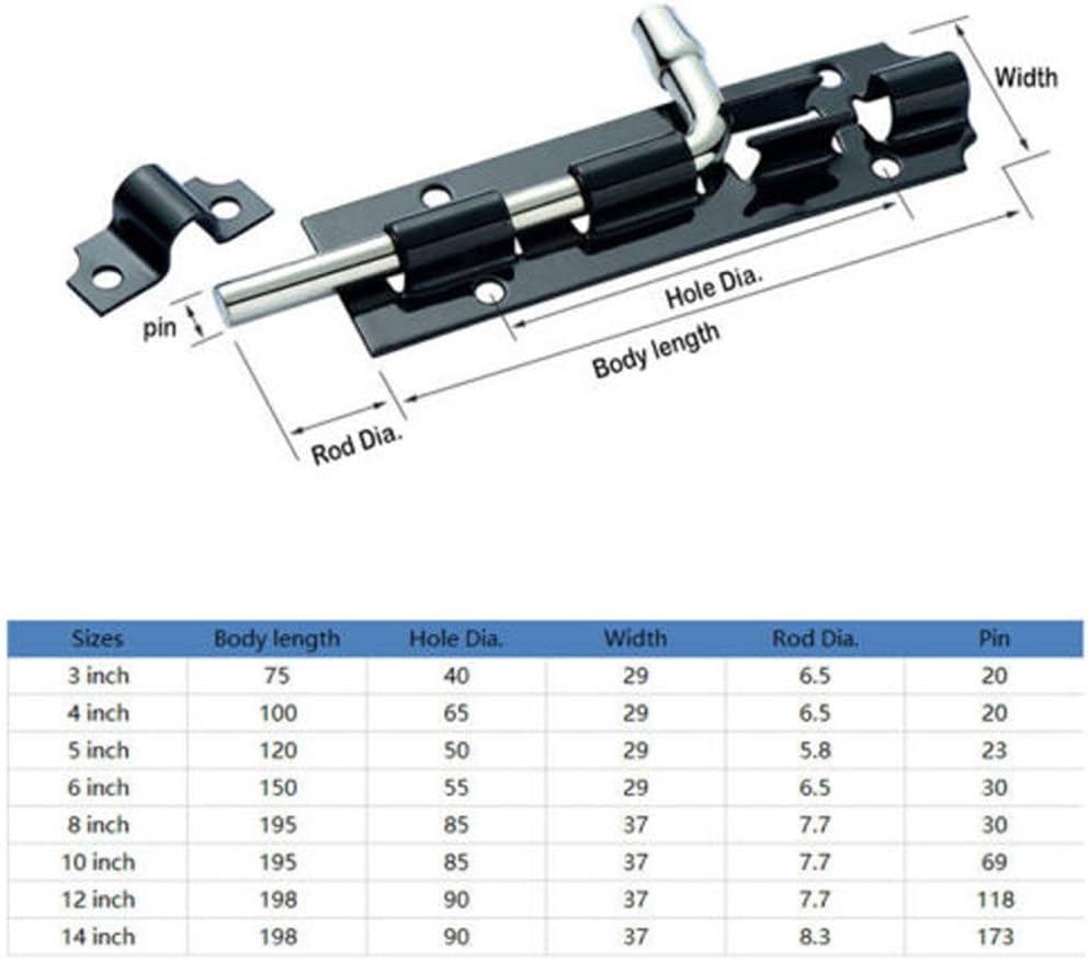 12 Pc 3/4/5 Inch Long Lacquered Door Latch Sliding Lock Barrel Bol