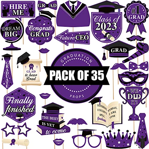 Katchon, Graduation Photo Booth Props 2023 - Xtralarge, Pack Of 36 | Black And Purple College Graduation Photo Props 2023, Graduation Decorations Class Of 2023 Photo Booth Prop | Graduation Props 2023 #TOP1