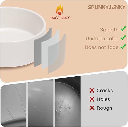 Miniatura 4 de SPUNKYJUNKY Cuenco de cerámica de 13.5 onzas para perros y gatos, moderno y lindo cuenco de agua con peso para repuesto blanco (paquete de 1)