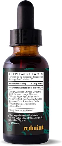 Miniatura 6 de Redmint Tintura de hierbas - Glow - Suplemento herbario holístico para revitalizar la piel y aumentar la energía  1 onza líquida