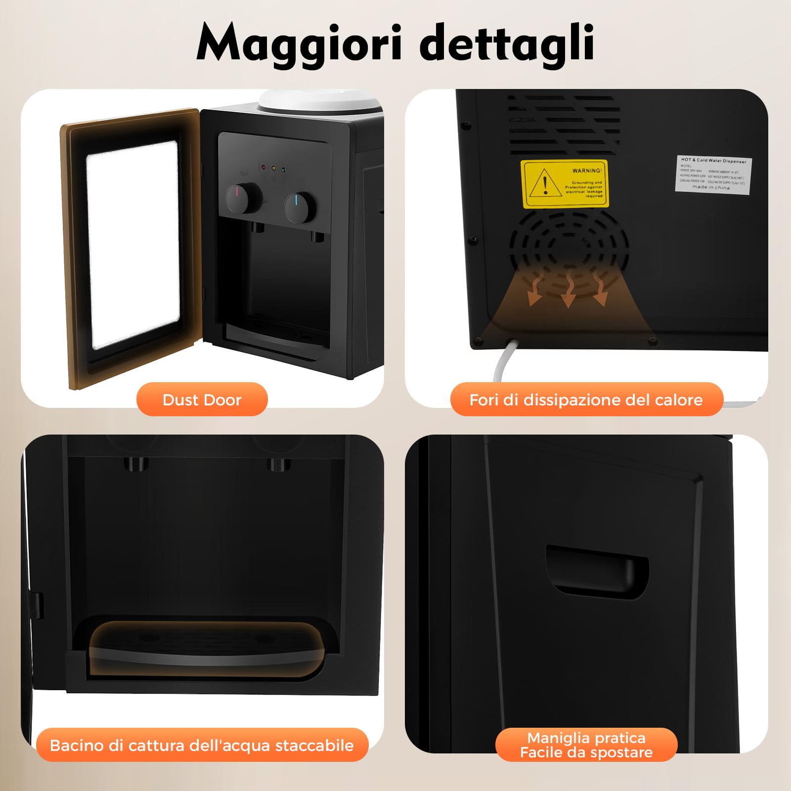 Distributore di acqua elettrico con raffreddamento e riscaldamento 85-95℃ autoportante