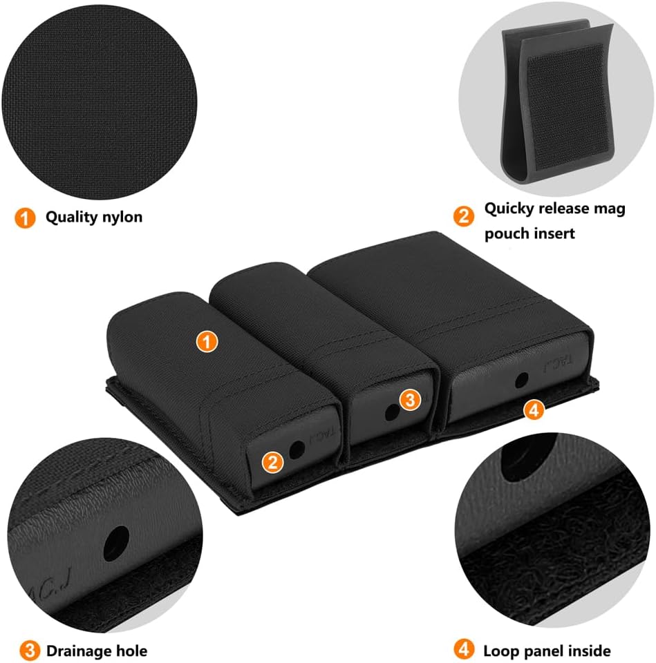 KRYDEX Molle Single 5.56mm Mag Pouch and Double 9mm .45 Pistol Magazine Pouch Combo