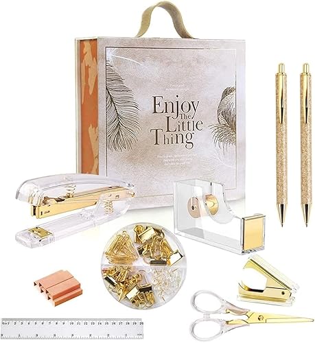 Kit de accesorios de escritorio azul, juego de grapadoras acrílicas, juego de suministros de oficina para mujeres y estudiantes, con dispensador de