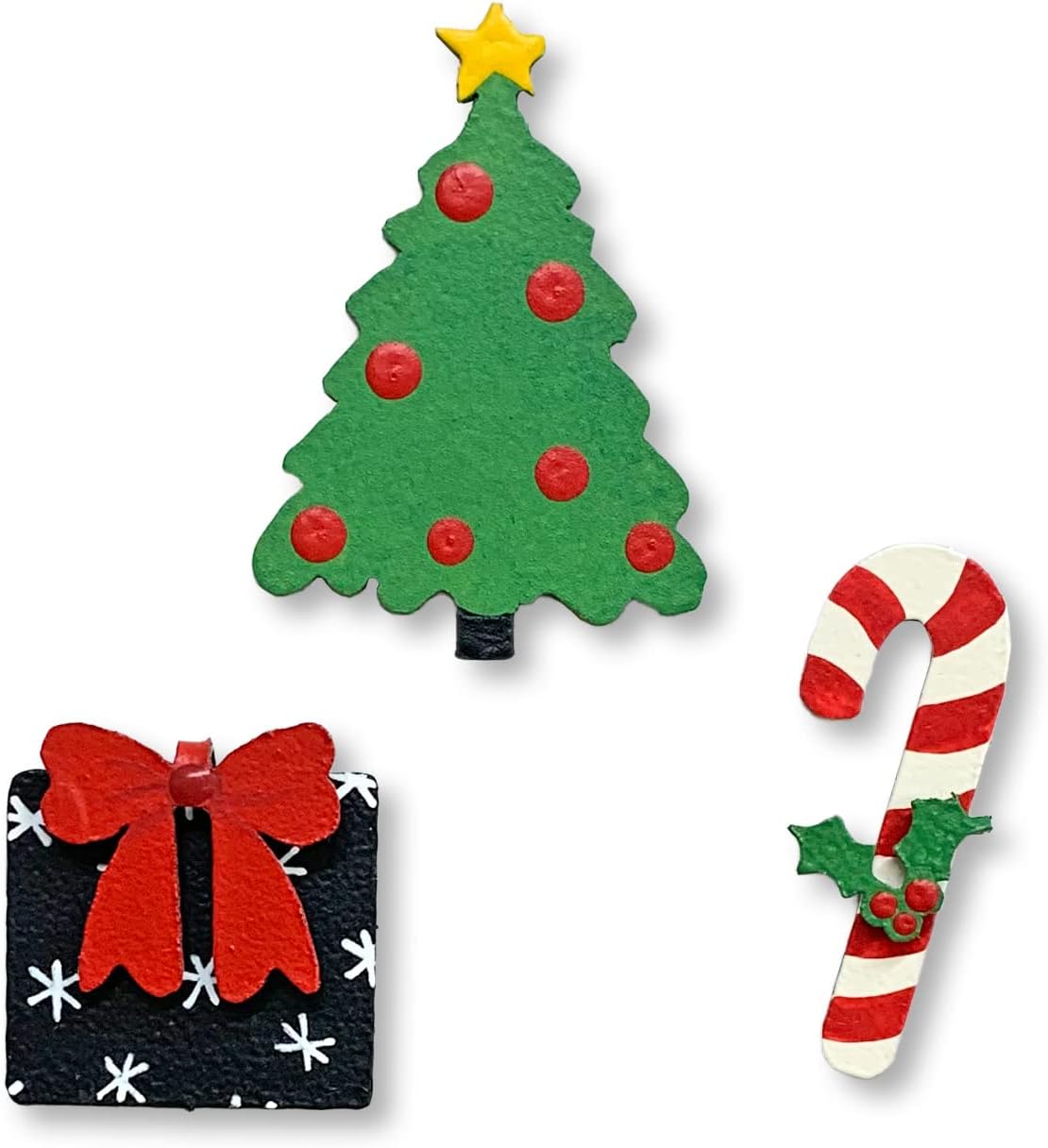 Roeda Brighten Your Life 14206m Christmas Tree with Candy Cane and Present Set of 3 Assorted Magnets