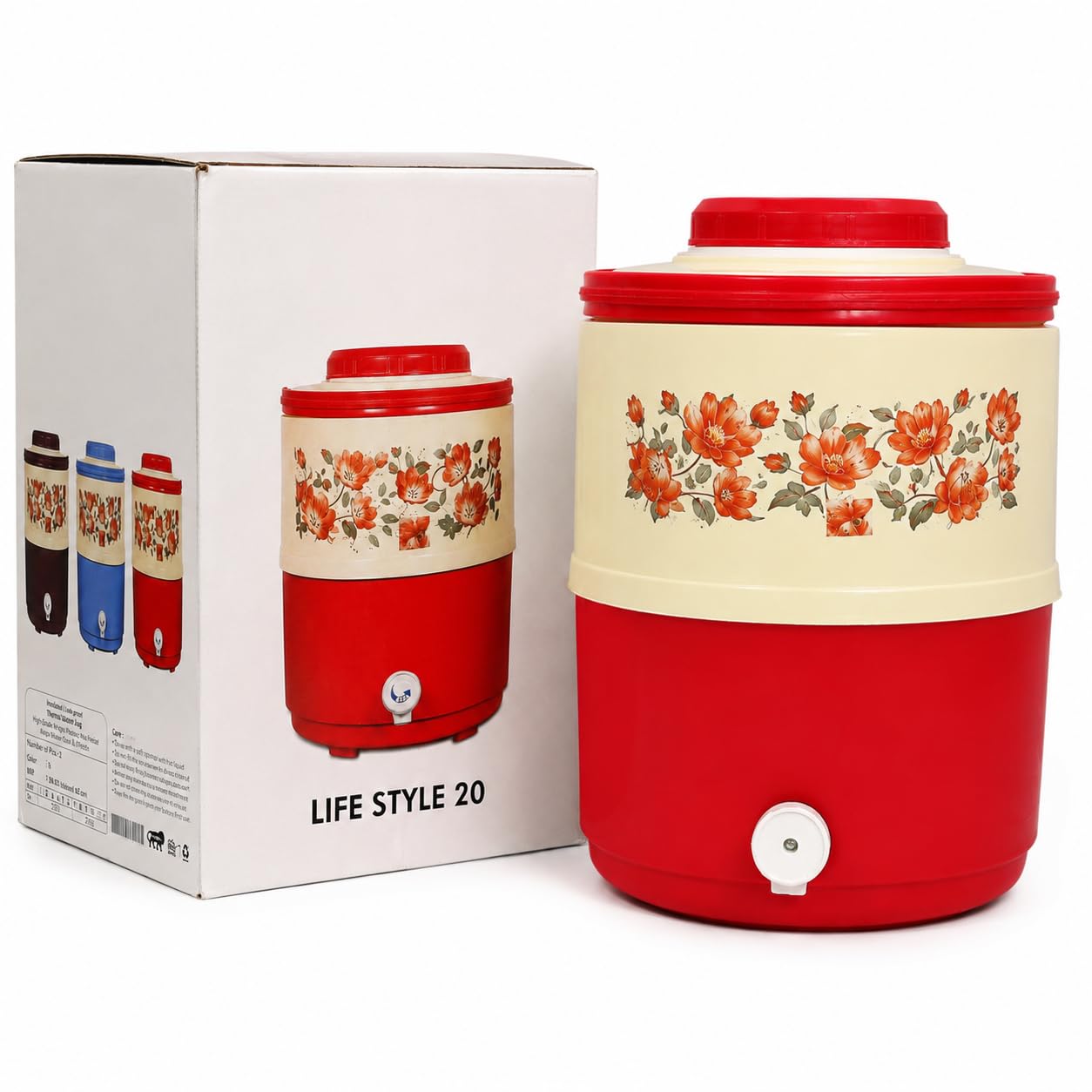 10 Litre Water Camper with Tap | Insulated Plastic Beverage Dispenser for Home, Office, Picnic, Travel & Outdoor Use | 22 × 22 × 35 cm | Assorted Multicolour-picture-10