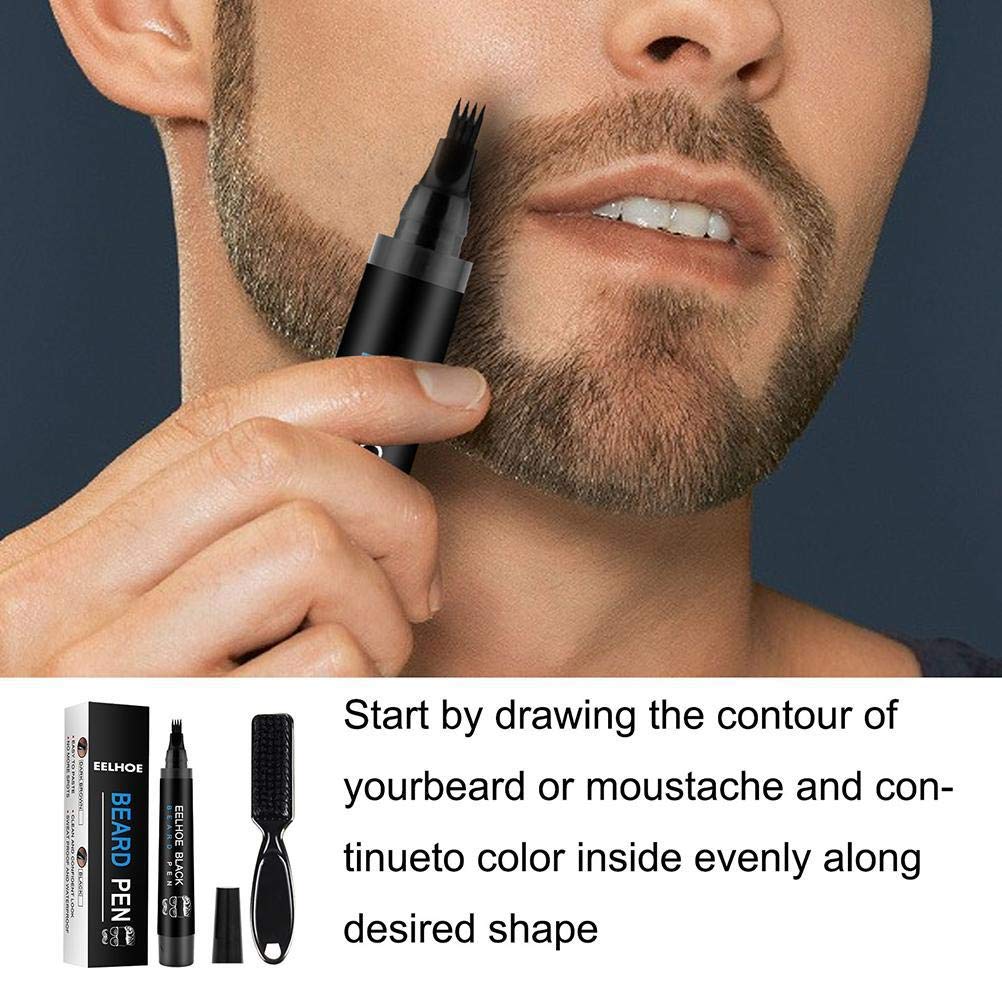 Penna impermeabile per barba, riempitivo per matite barba, matita per barba e pennello rinforzatore per barba, kit per baffi, strumenti per modellare i baffi