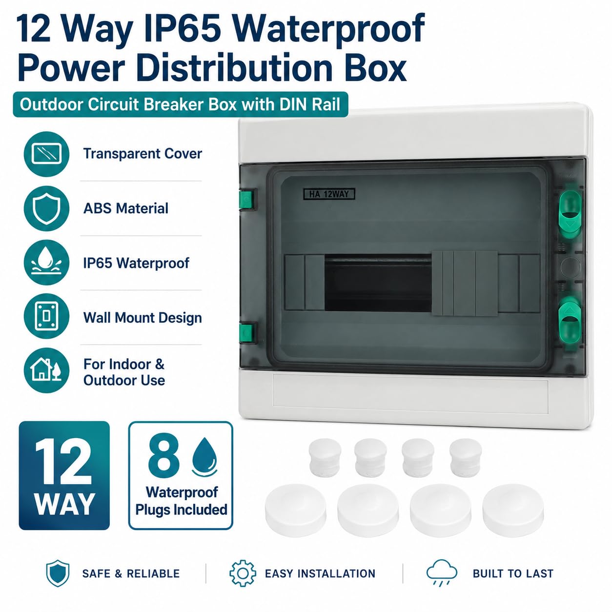 Centralino Elettrico da Parete Quadro Elettrico Esterno Scatola Elettrica da Esterno Guida DIN Scatoladi Derivazione Montata in Superficie impermeabile IP65 uso interno ed esterno