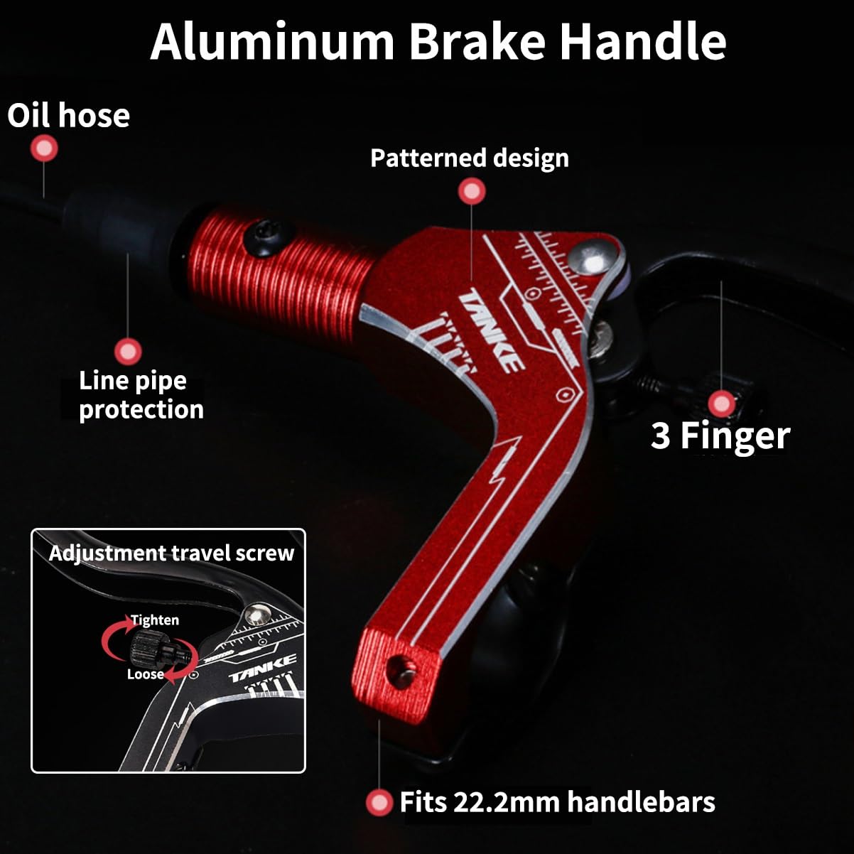 Hydrauliczne hamulce tarczowe do ATV, tył, lewe lub prawe, hartowane 1550 mm, zacisk ze stopu aluminium z adapterem, kompatybilny z tarczami 160 mm (fioletowy, lewy)