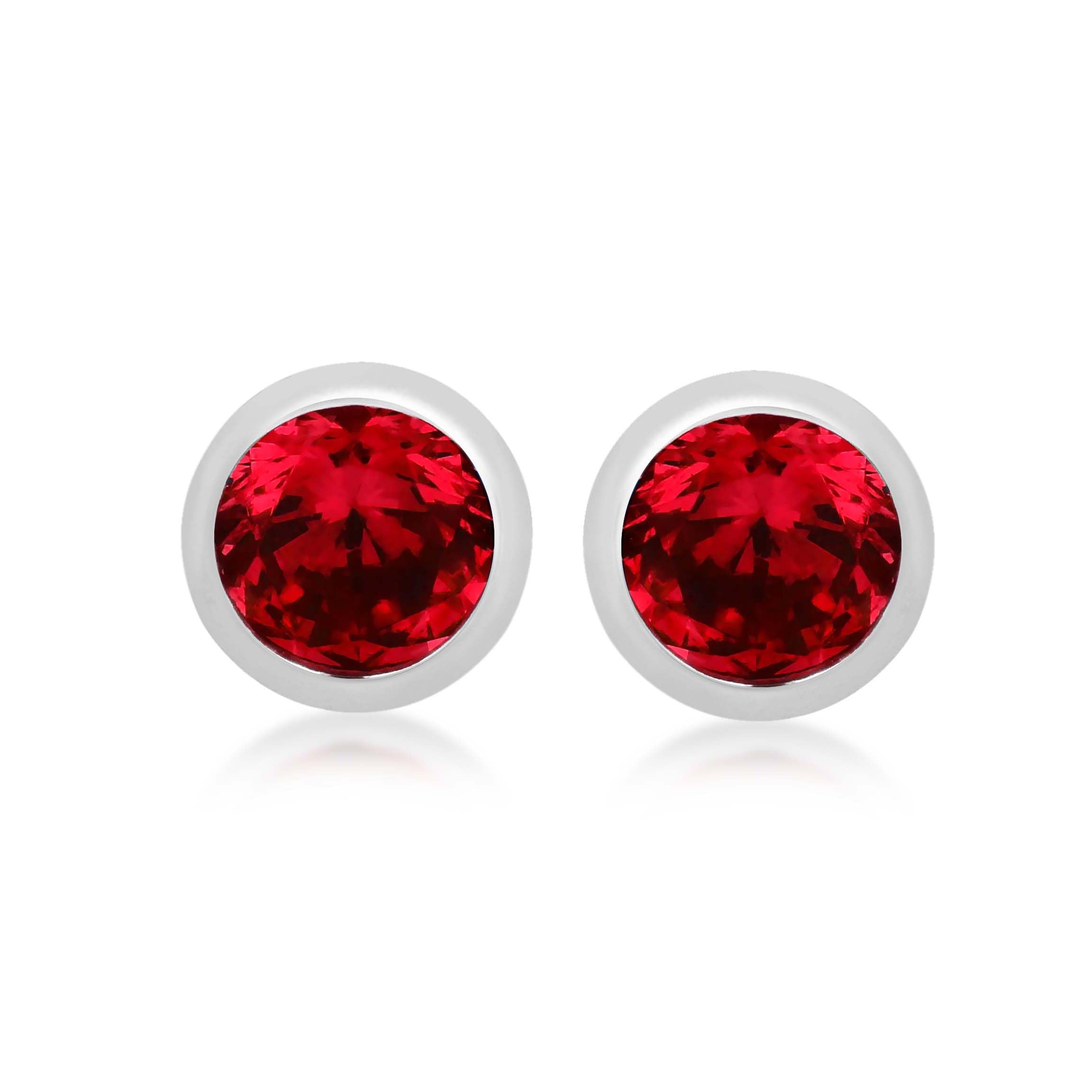 Amazon Essentials Sterling Silver Red CZ July Birthstone Stud Earrings