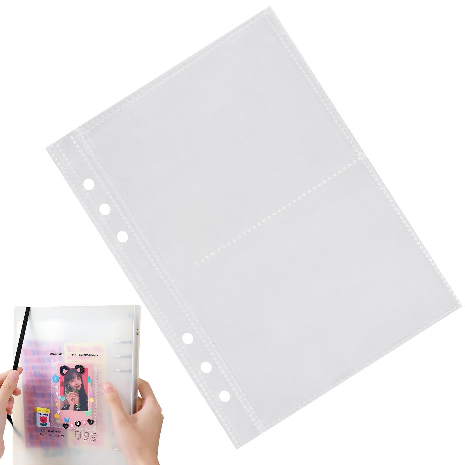 pologmase Álbum de fotos con encuadernación - Fundas para tarjetas fotográficas A5 , fundas ajustables para tarjetas fotográficas, álbum de fotos para estudiantes, postales, imágenes