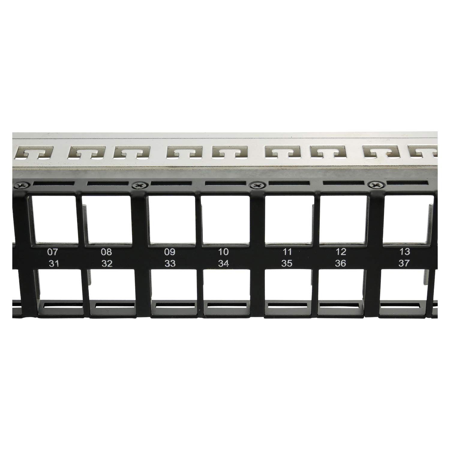 AIXONTEC 48 Port Patchfeld Patchpanel 19 Zoll 1 HE Rack Einbau 1 U für RJ45 Keystone Module Jack Cat.6 Cat.6A Cat 7 Schwarz Kabelmanagement Netzwerkkabel LAN Kabel