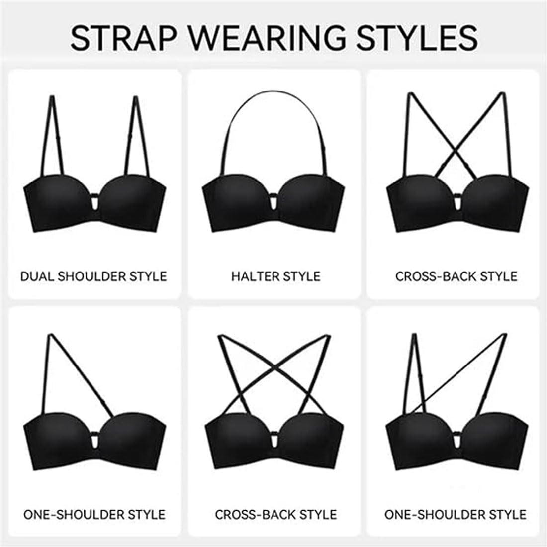 Reggiseno con Chiusura Frontale, Reggiseno Senza Spalline in Gel | Reggiseno push-up senza ferretto in gel, imbottito, fascia con doppia chiusura frontale antiscivolo, supporto quotidiano