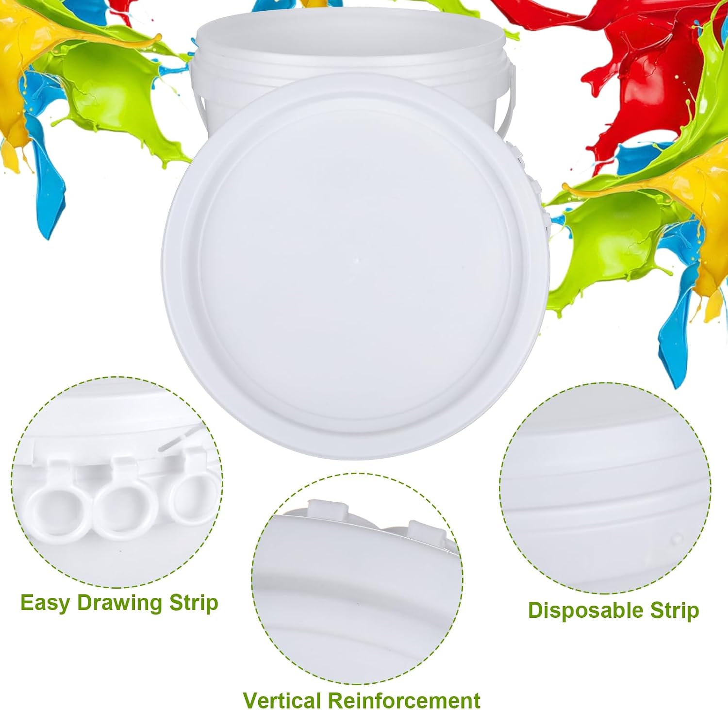 AKOLAFE 4 Pack Paint Buckets for Painting 3 Quart Paint Cans with Lids & Handles Empty Paint Cans 3/4 Gallon Plastic Paint Can Paint Pail Paint Storage Containers for Leftover Paint Pigment Varnish