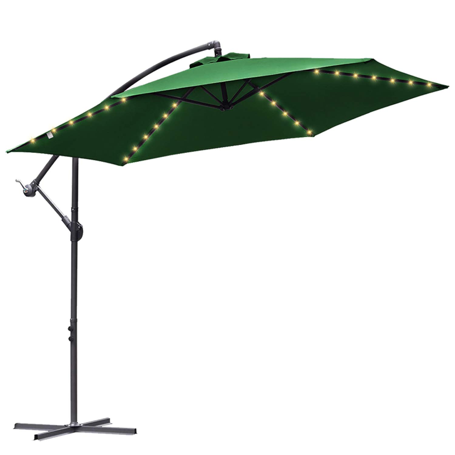 Eulenke 300/350 cm Parasol przeciwsłoneczny z korbą ręczną, regulowany kąt nachylenia i wysokość, parasol ogrodowy z ochroną UV na balkon, do ogrodu, tarasu