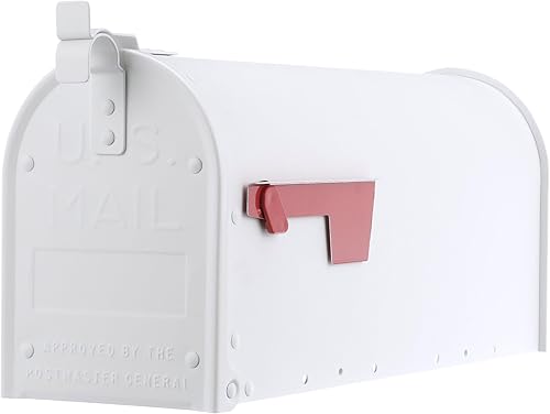 Architectural Mailboxes Admiral ADM11WAM - Buzón de aluminio para montaje en poste, código de compatibilidad A, color blanco texturizado, capacidad
