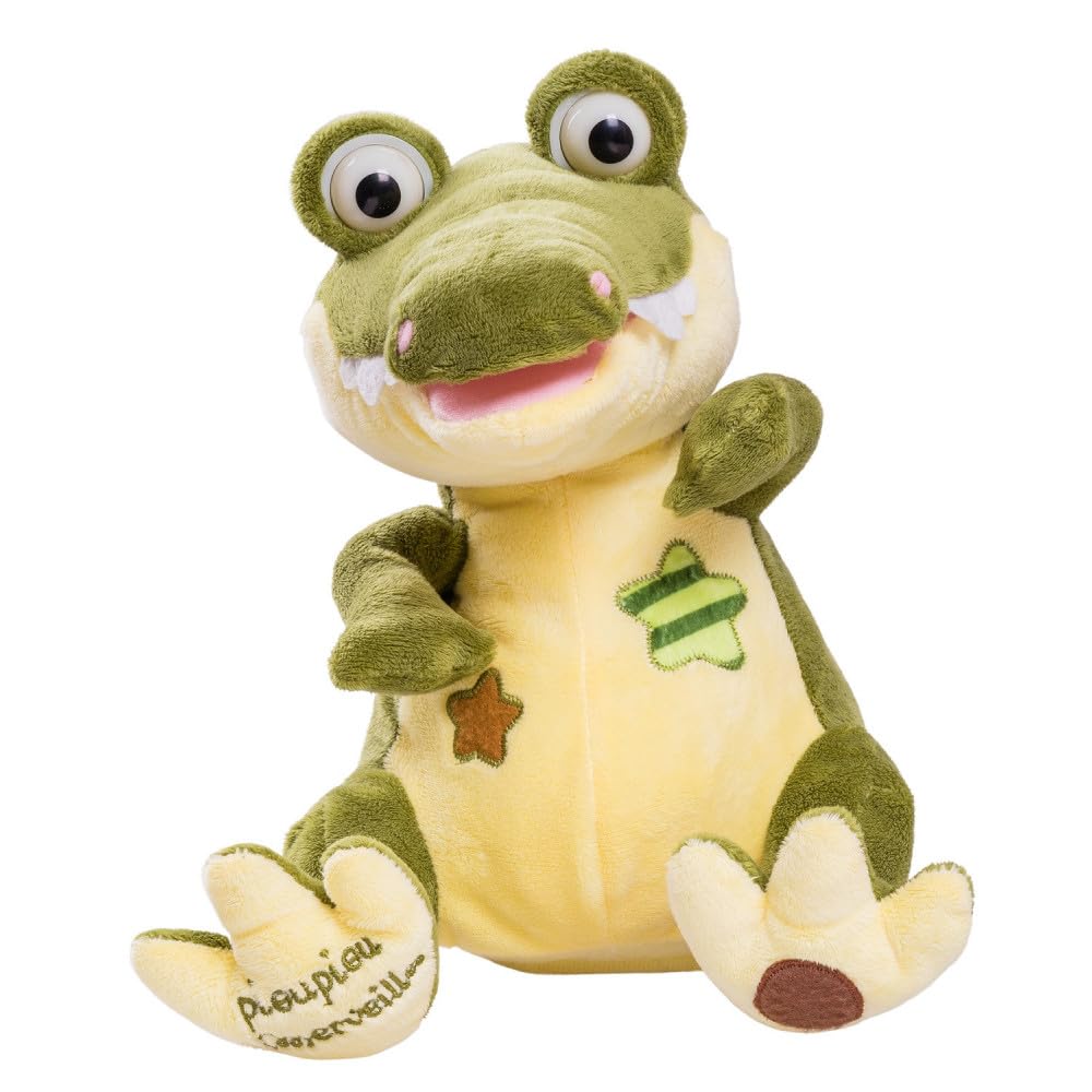 Pioupiou et Merveilles - Paulo Le Croco - Crocodile interractif Qui Chante et Danse - avec Une Pression sur la Pate il démarre à Chanter - Bouton on/Off - Peluche pour Enfant - 16155