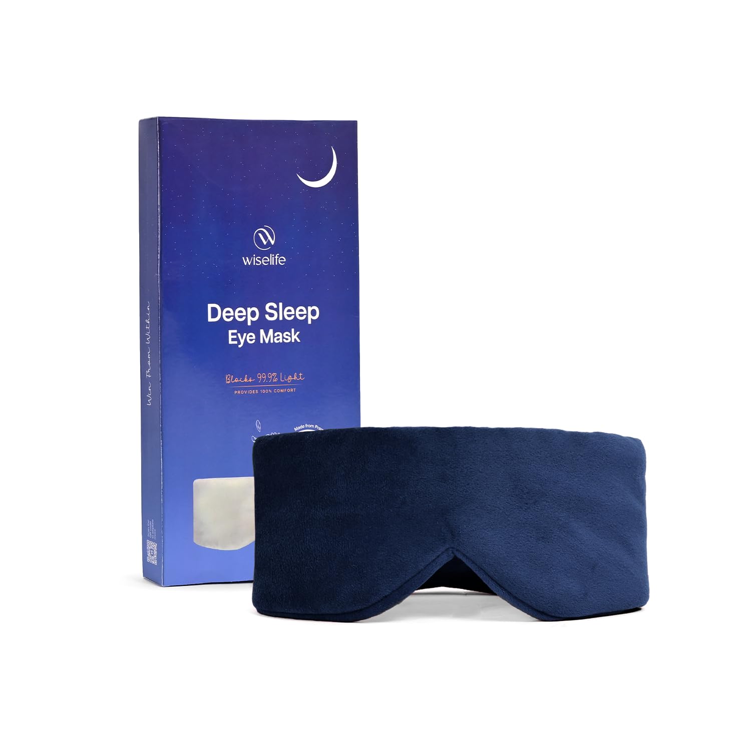 WiseLife Luxury Silk Velvet Sleep Eye Mask For Men & Women | Ultra Smooth & Adjustable Blind Fold Suitable For All Family Members | Sleeping, Travelling, Relaxation | Perfect For Gifting (Navy Blue)