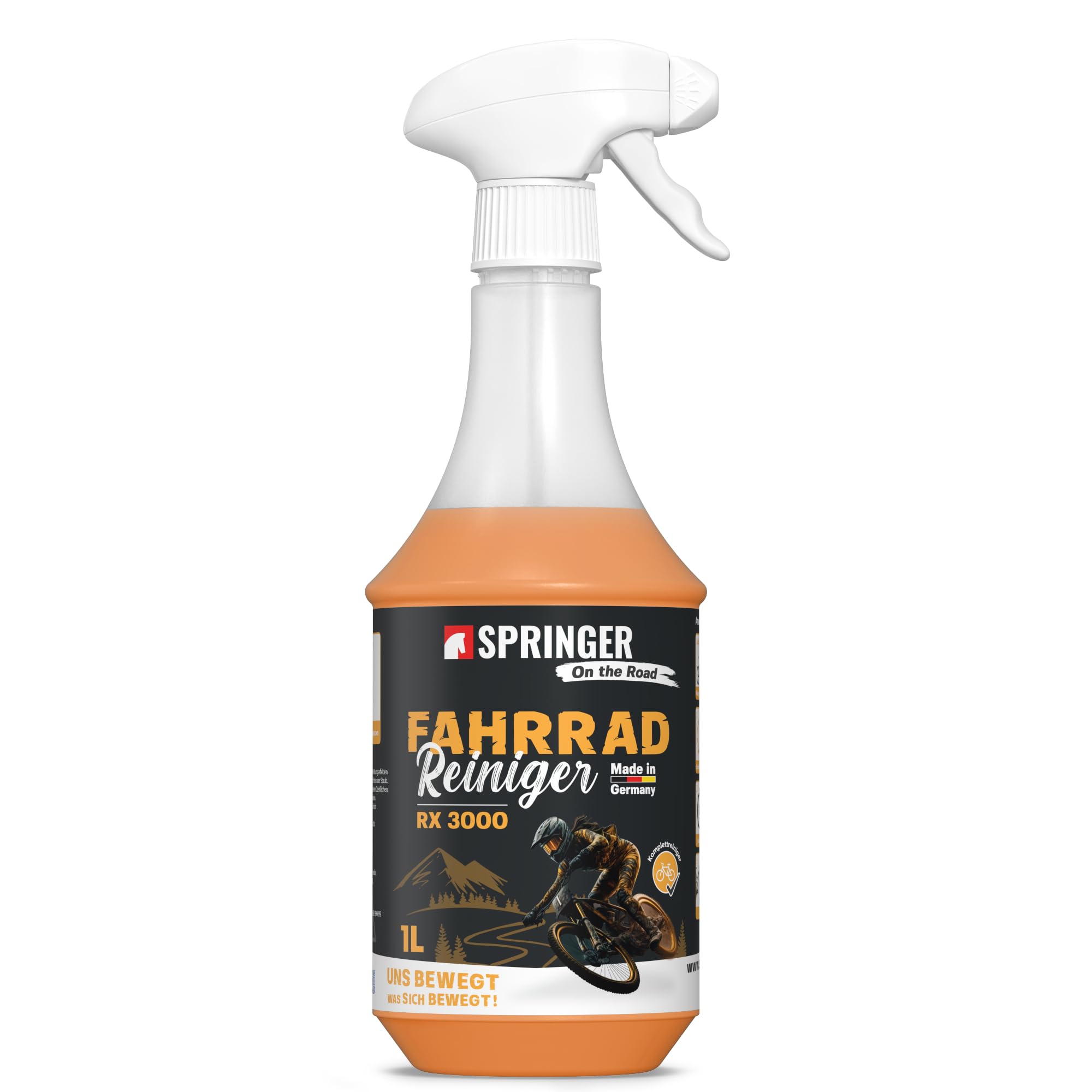 SPRINGER RX3000 – Detergente per bicicletta da 5 l – Detergente per bicicletta senza acidi & delicato sui materiali – Spray completo con formula gel ben adesiva – Cura ottimale della bicicletta di