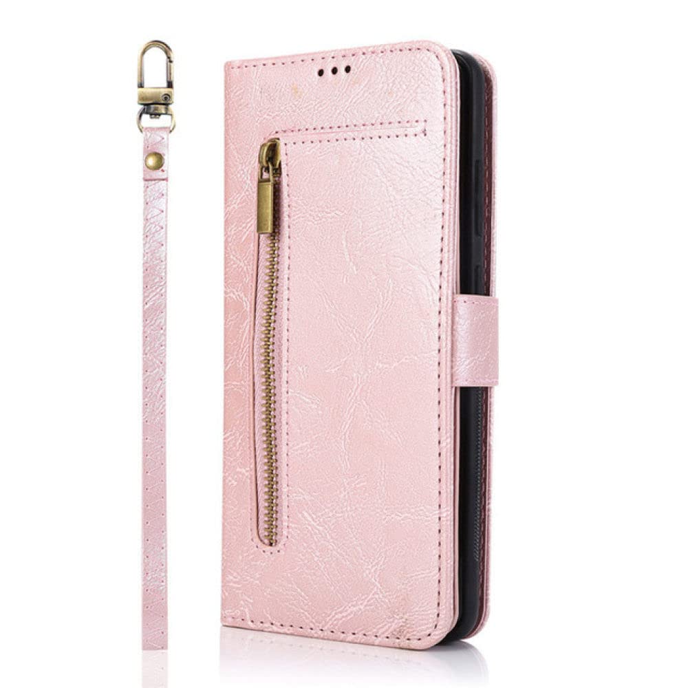 Funda Tipo Billetera para Samsung Galaxy S22 S21 S20 FE S10E S9 S8 Note 20 10 9 8 Ultra Plus Funda para teléfono con Ranura para Tarjeta magnética de Cuero, Oro Rosa, para Galaxy Note10