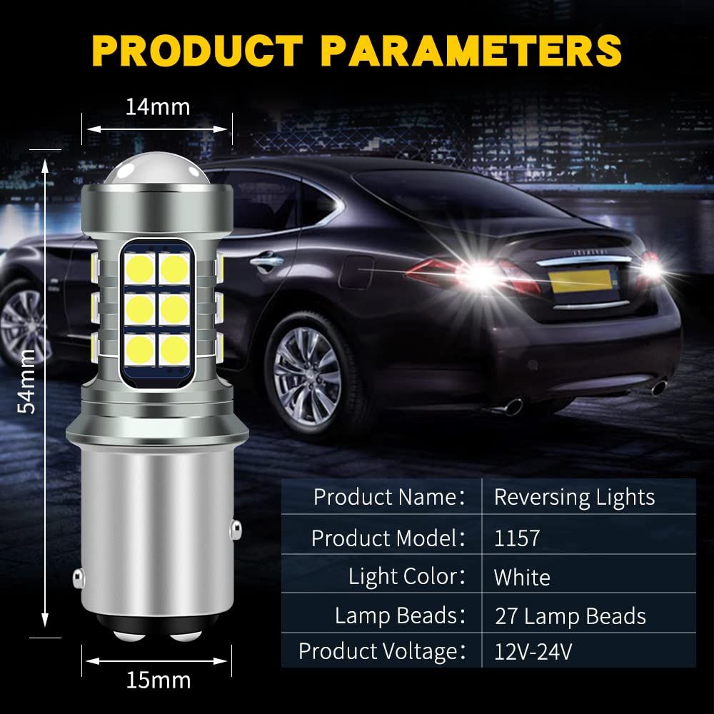 Teguangmei 1157 LED Ampoules BAY15D P21/5W 4W Ultra Lumineux Blanc 6000K 3030 42SMD LED Frein de Recul Arrêt Arrière Feux de Brouillard Arrière Position Feu Arrière 12-24V (2 PCS