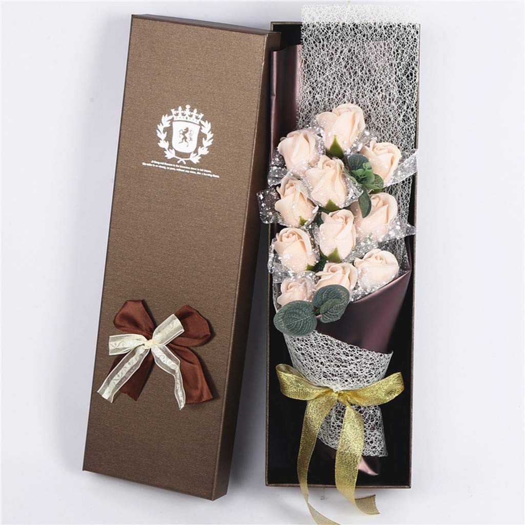 Outdoor Artificial 11 Flowers Scented soap Rose flower Valentines Day Gifts for Her Girlfriend, Mothers Day, Anniversary, Wedding, Birthday, Christmas Gifts,yellow