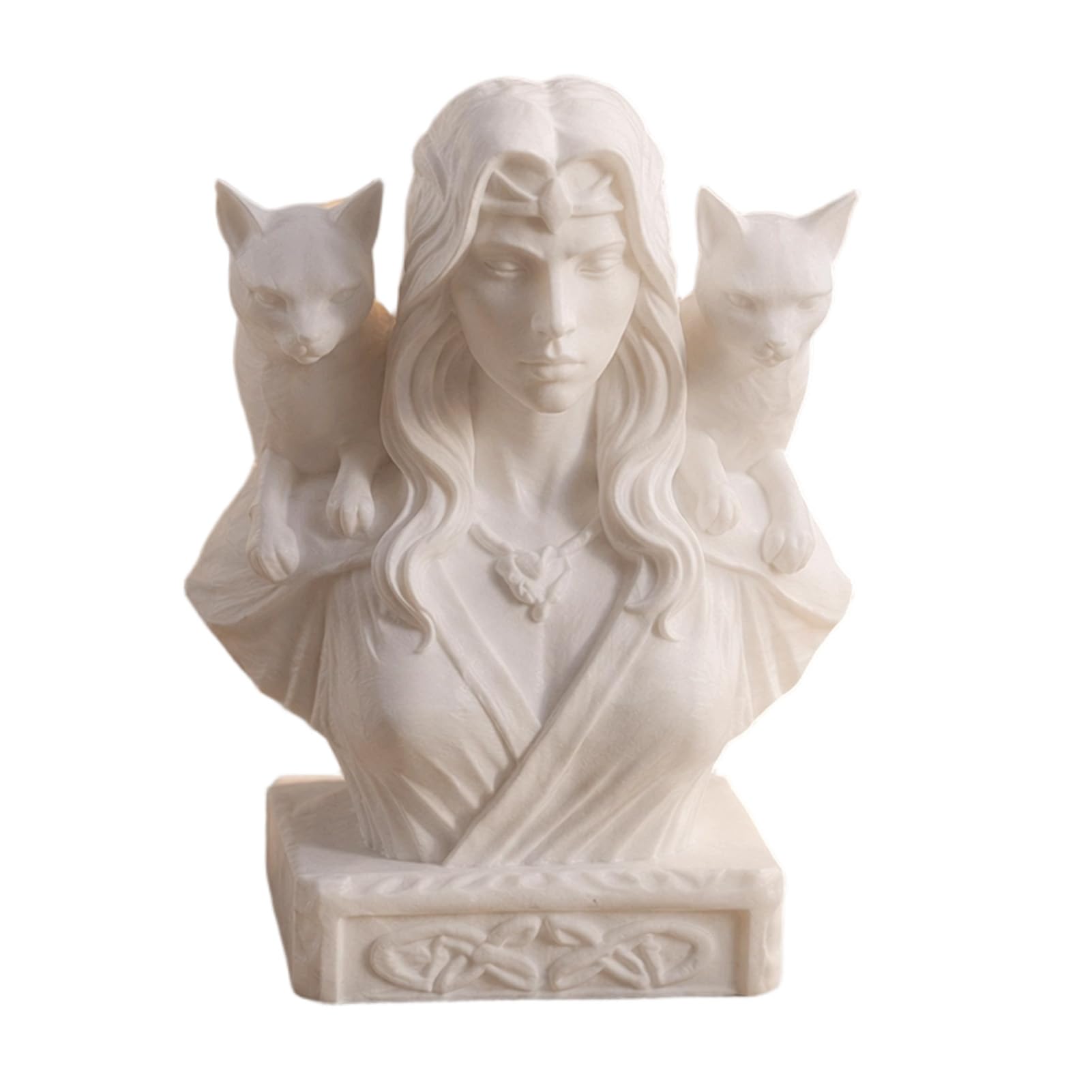 Glifora 3D Printed Goddess with Cats Figurine - Nordic Mythology Frigga and Double Cats Statue, Artistic Desktop Sculpture Decoration for Home and Office