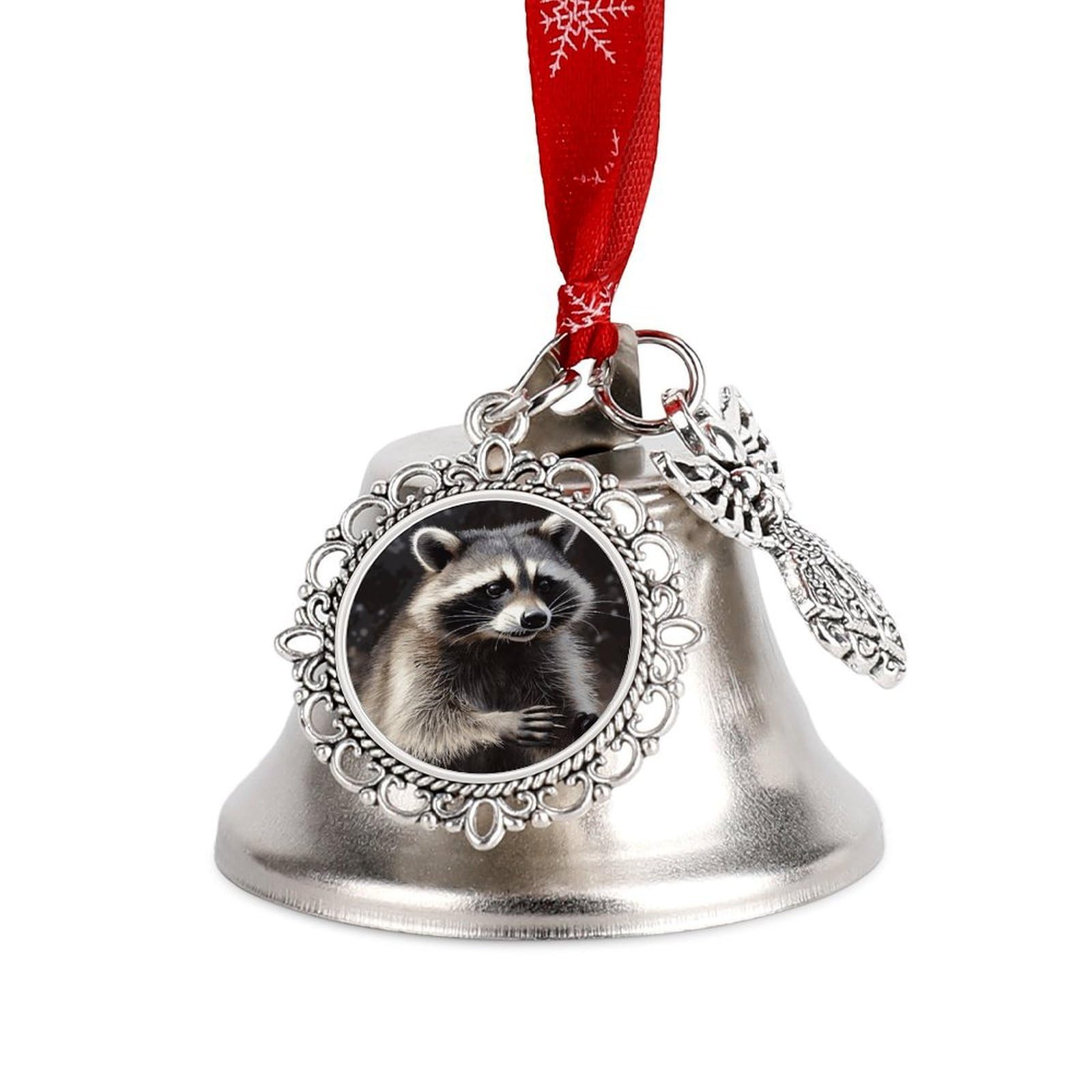 Raccoon Christmas Bell Small and Compact Christmas Jingle Bell Ornament Christmas Tree Hanging Best Wishes Bells Pendant Party Festival Decor