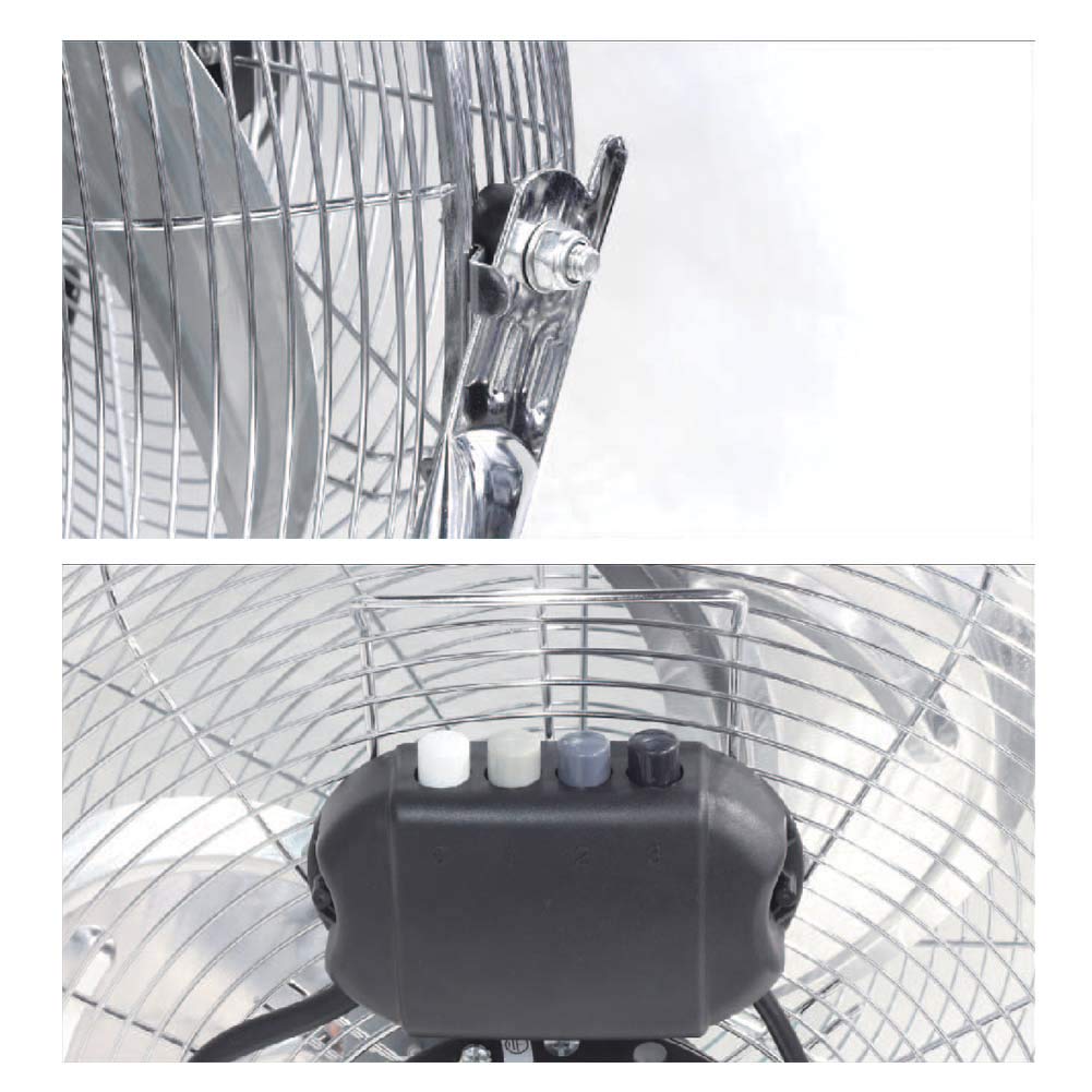 BAKAJI Ventilatore Da Terra In Metallo Potenza 100 Watt Con Pale 50 cm in Alluminio Inclinabili e Motore a 3 Velocità