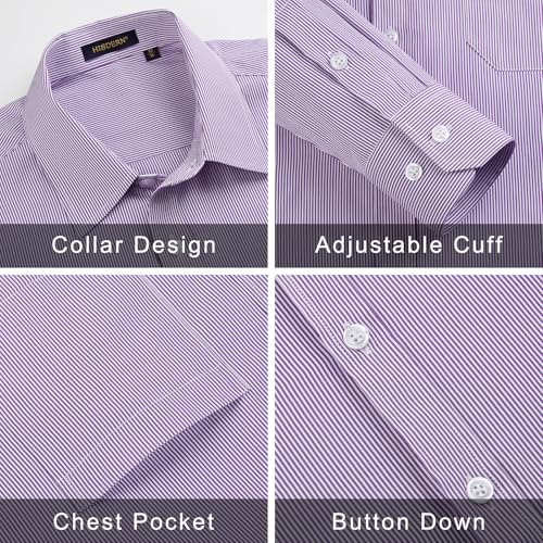 Image of HISDERN Mens Dress Shirts Long Sleeve Button Down Casual Shirts for Men Inner Contrast Formal Business Tuxedo Wedding Shirt