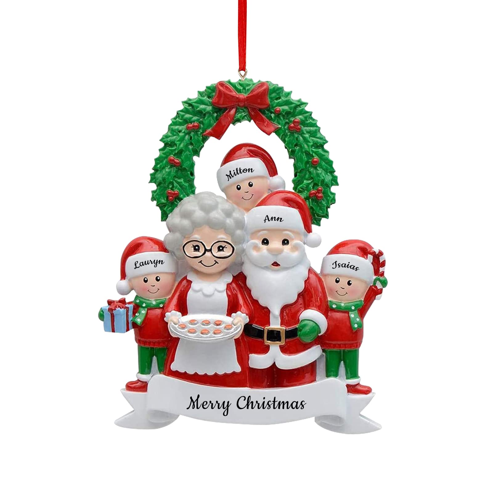 Nombre Personalizado Adornos navideños Familia de 2 a 8 Nombres Personalizados de Miembros de la Familia para Decoraciones de árboles de Navidad Recuerdo Personalizado de Año Nuevo Adorno Familiar