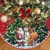 Christmas tree skirt 48 inch red christmas decor tree skirt santa claus snowmen xmas tree skirt large polyester tree mat christmas ornament for christmas new year indoor outdoor party decoration  urban country home decor