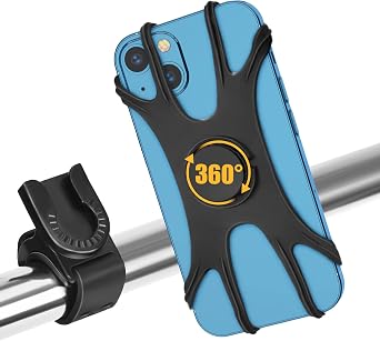 Jumkeet Bike Phone Holder, Detachable 360  Rotation Bicycle Phone Mount, Universal Silicone Motorcycle Handlebar Mount Fits for Phone 13 12 11 Pro Max/XR/XS/8/7/6 Plus, Samsung 4.0"-6.5"