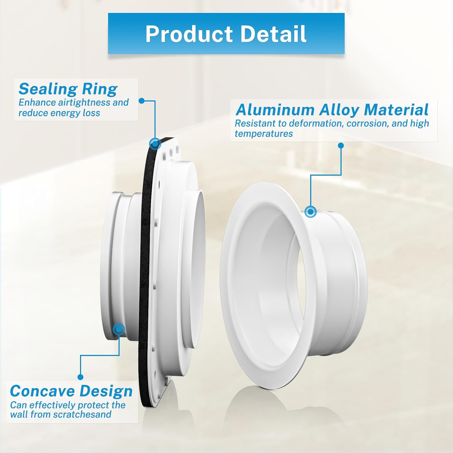 Hon&Guan Magnetic Dryer Vent Coupling Connector Kit DV180 with 6-Ply 4" 3ft Aluminum Foil Dryer Vent Hose for Tight Space & 2 Clamps(White)