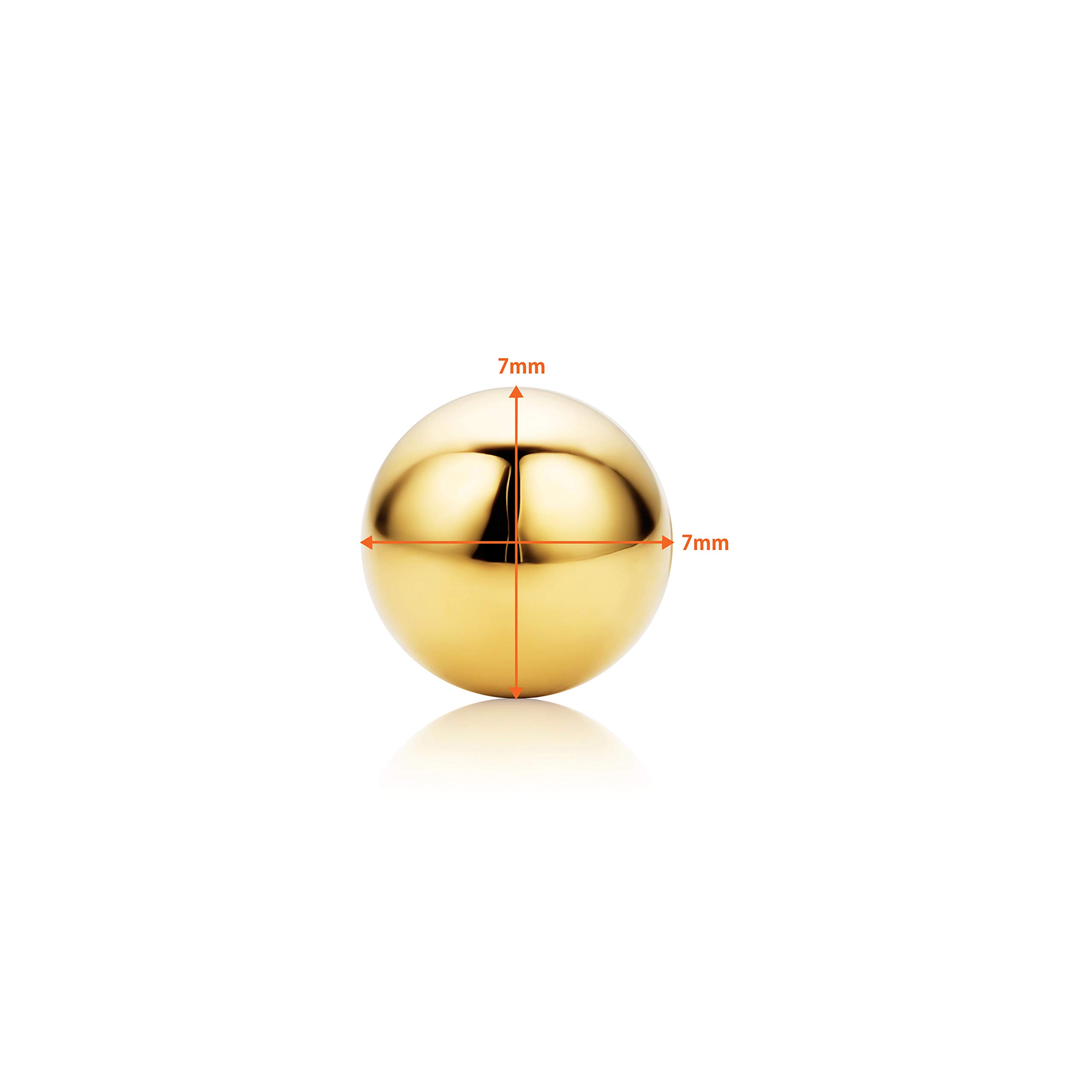 Orovi Schmuck Damen Klassische Zeitlose runde goldene Kugel Ohrstecker elegante Ohrringe aus Gelbgold 18 Karat(750) Gold, Durchmesser 7 mm