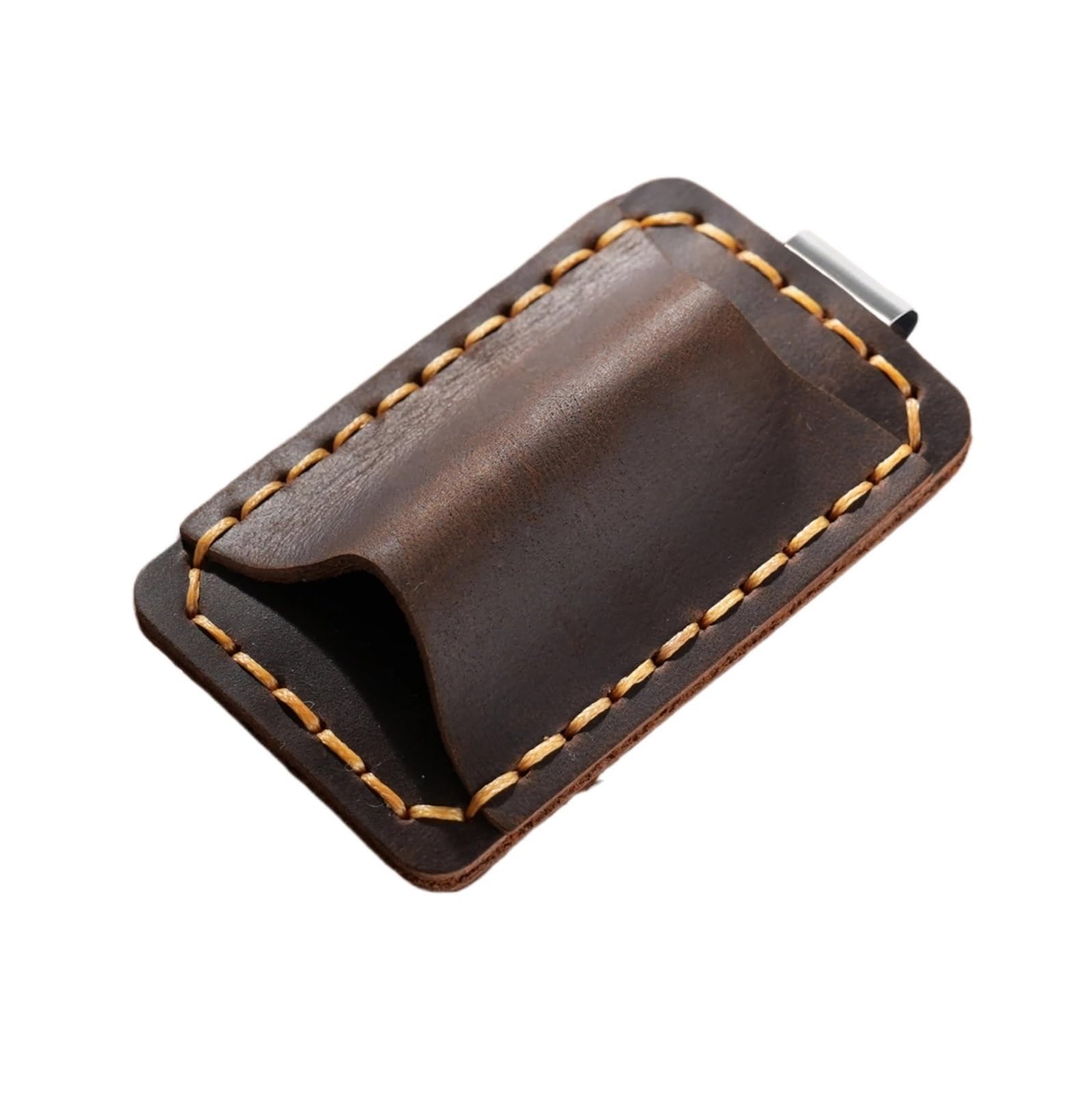 Mlyvax 8pcs Genuine Leather Pen Loop Holder For Notebooks Vintage Cowhide Pencil Holder With Metal Clip(Coffee)