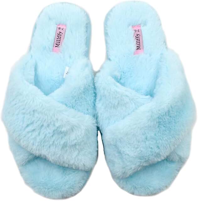 fuzzy blue slippers