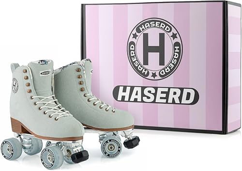 Miniatura 10 de HASERD Patines para mujeres y niñas, patines para pista, patinaje artístico y rítmico, para interiores y exteriores, zapatos clásicos de doble fila