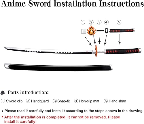 Miniatura 8 de Demon Slayer Sword 41inch,with Display Stand and Belt, Rengoku SwordTanjiro SwordZenitsu SwordAnime Original Texture,for Demon Slayer Cosplay and